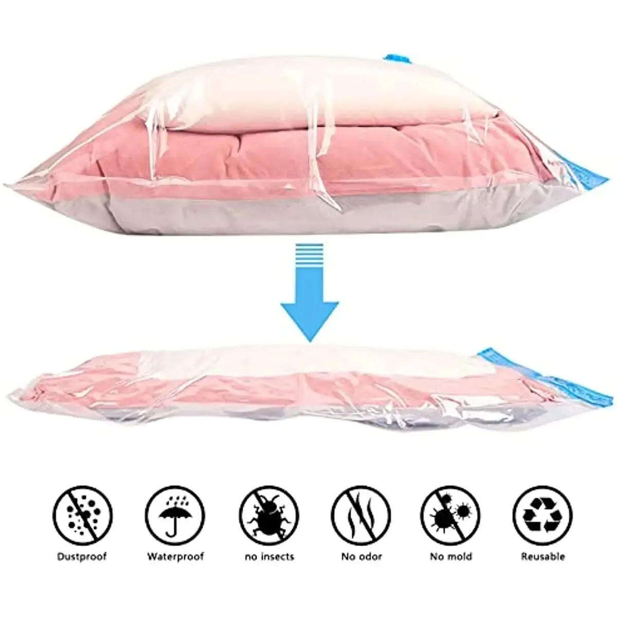 Vacuum Storage Space Saver Bags With Hand Pump Compressed For Clothing,Comfort Items Blankets