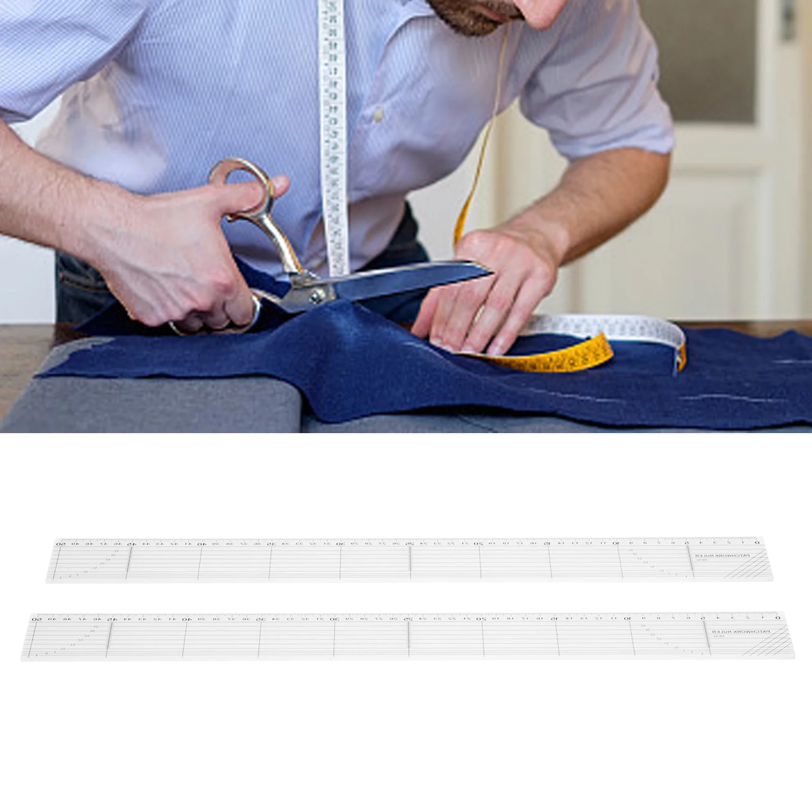 Durable 5x50cm Quilting Ruler Acrylic Rectangle Patchwork Ruler Transparent Sewing Ruler DIY Craft Sewing
