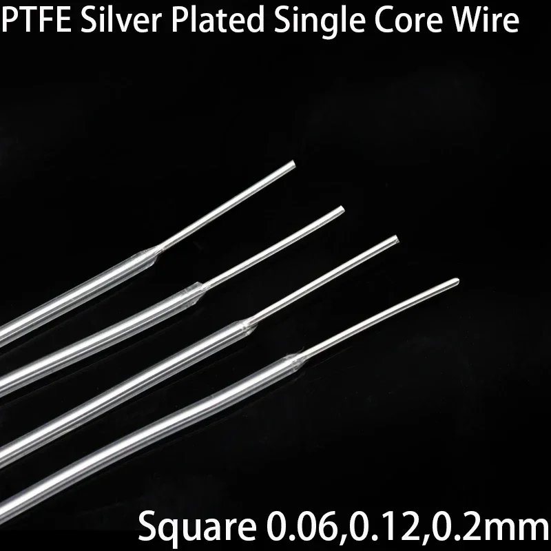 5M Square 0.06 0.12 0.2 mm Single Core PTFE Silver Plated Wire High Purity OFC Copper Cable HiFi Audio Speaker Headphone DIY