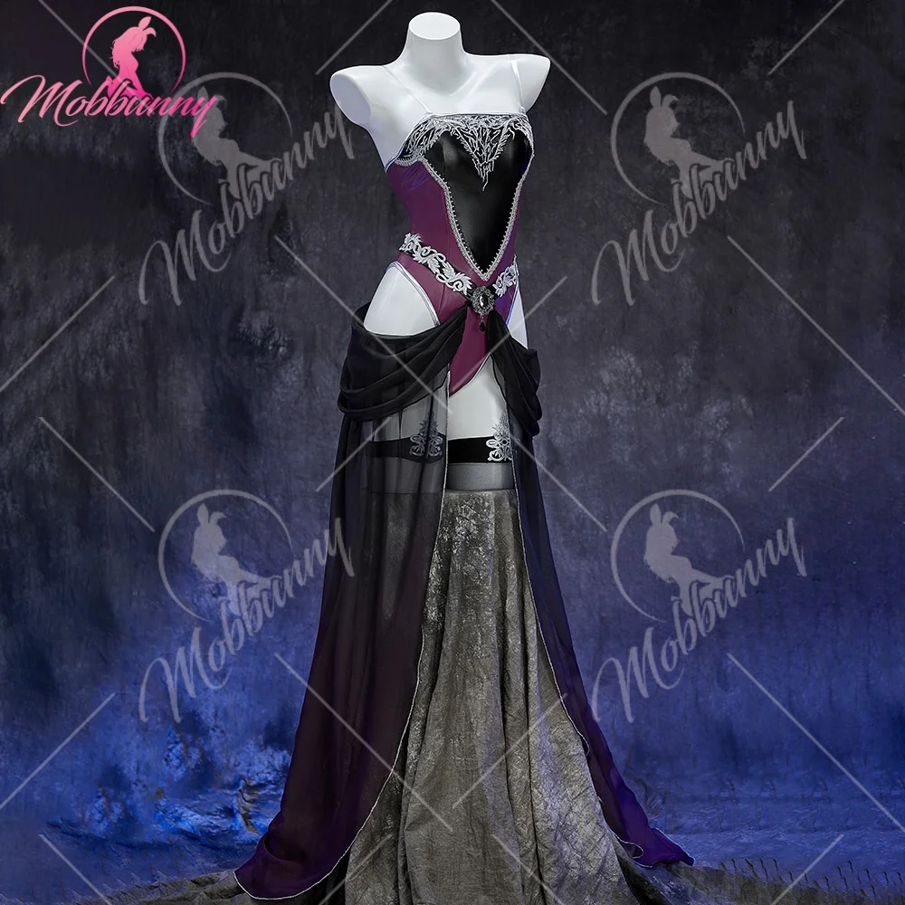 MOBBUNNY-Disfraz de Cosplay derivado para mujer, conjunto de lencería Sexy de bruja nocturna para Halloween, mono con sombrero y mangas