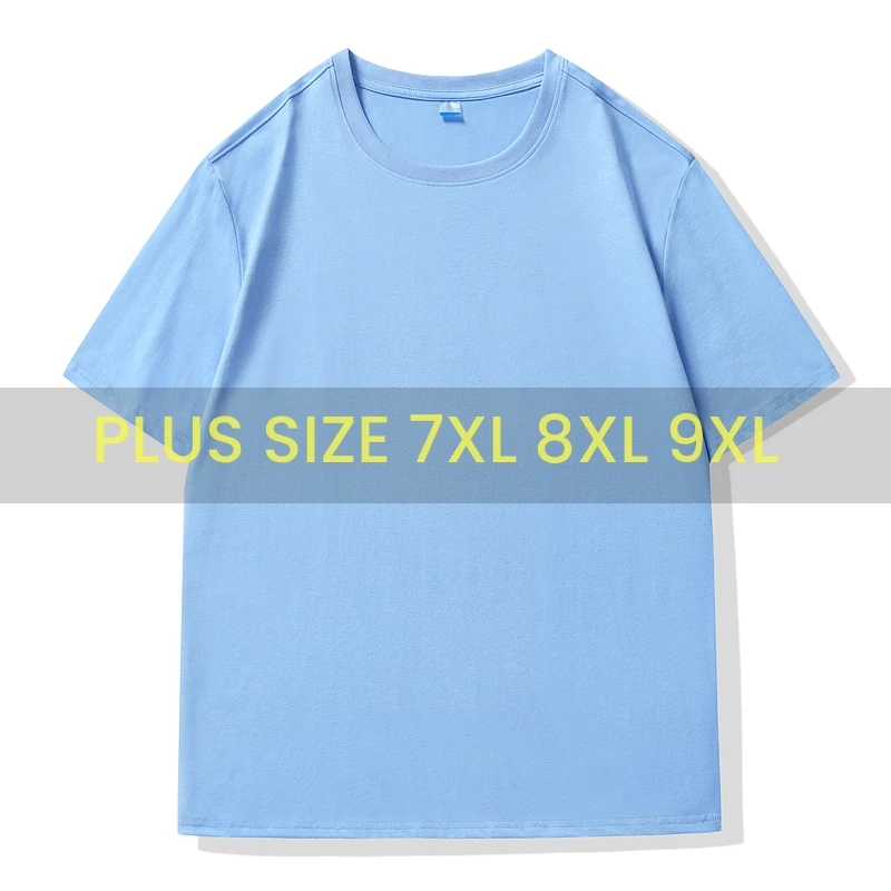 

9xl 8xl 7xl Cotton Summer T-Shirts Men Korean Fashion O-Neck Short Sleeve Solid Color Casual Unisex Basic Tees Oversized Tshirt