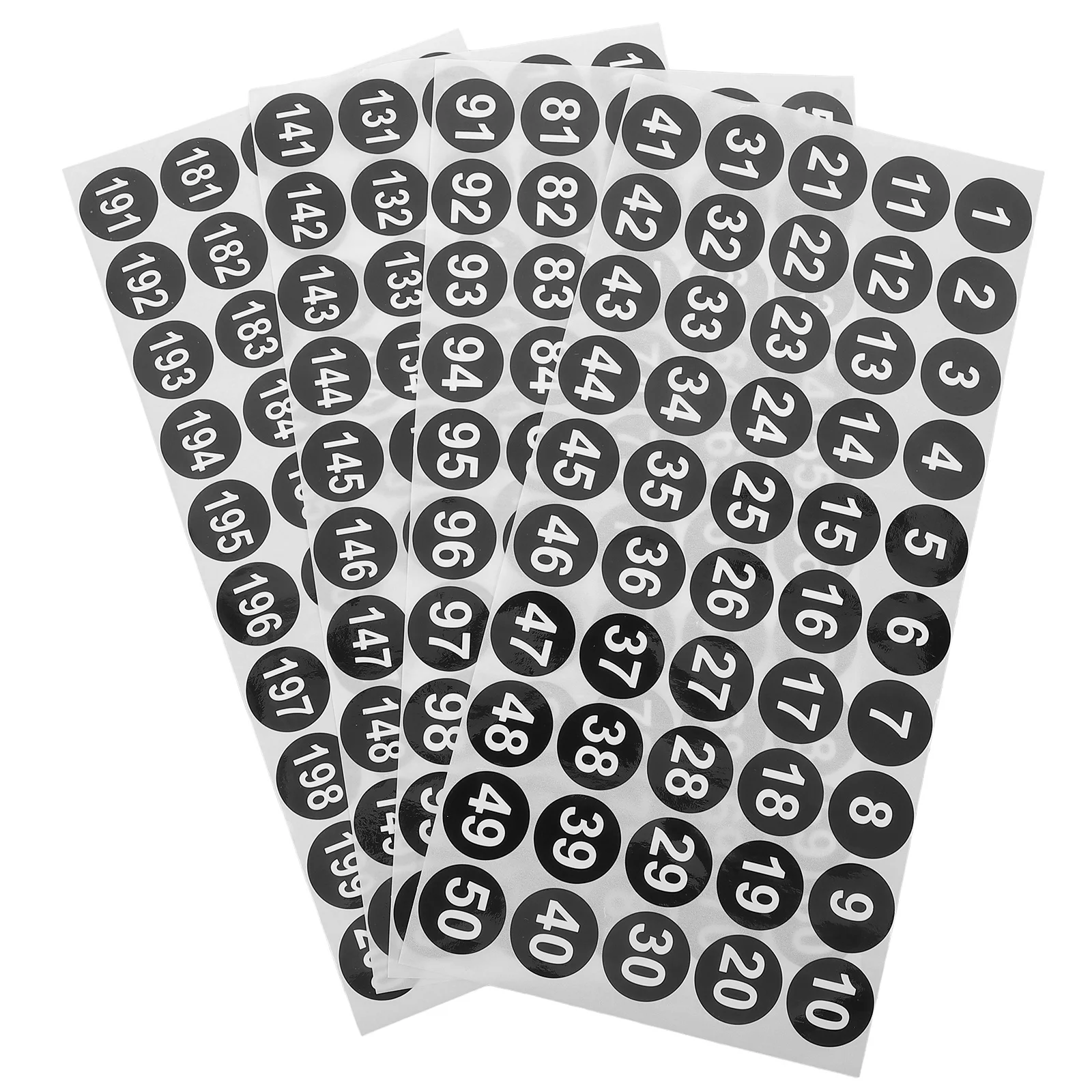 4 Sheets Round Number Stickers Labels Adhesive for Classification Organizing Storage Auction Paddles with Numbers