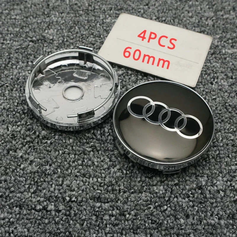 4PCS 60mm modified wheel hub cover tire center logo For Audi A1 A2 A3 8V 8P 8L A4 B5 B6 B7 B8 A5 A6 C5 C6 C7 A7 A8 Q2 Q3 Q5 Q7