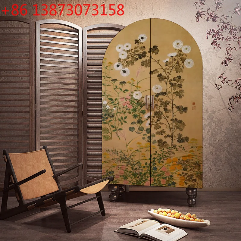 

Новый шкаф для одежды в китайском стиле с росписью в виде средневековых цветов, простой, из массива дерева, для спальни, отдельно стоящий, не требует сборки.