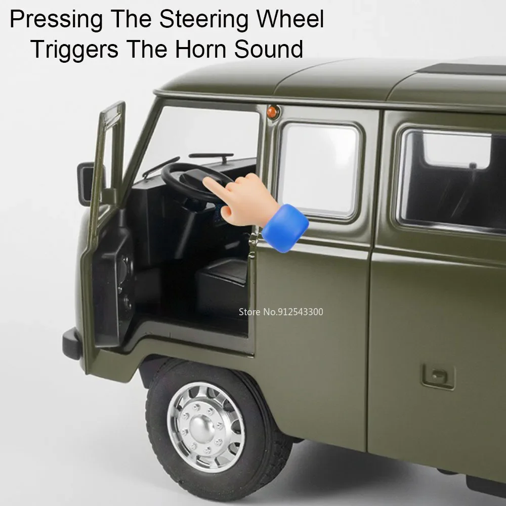 حجم كبير 1:18 UAZ المسافر سيارة لعبة مجسمة معدنية دييكاست التراجع نماذج ضوء الصوت محاكاة RV الديكور الأولاد يعرض