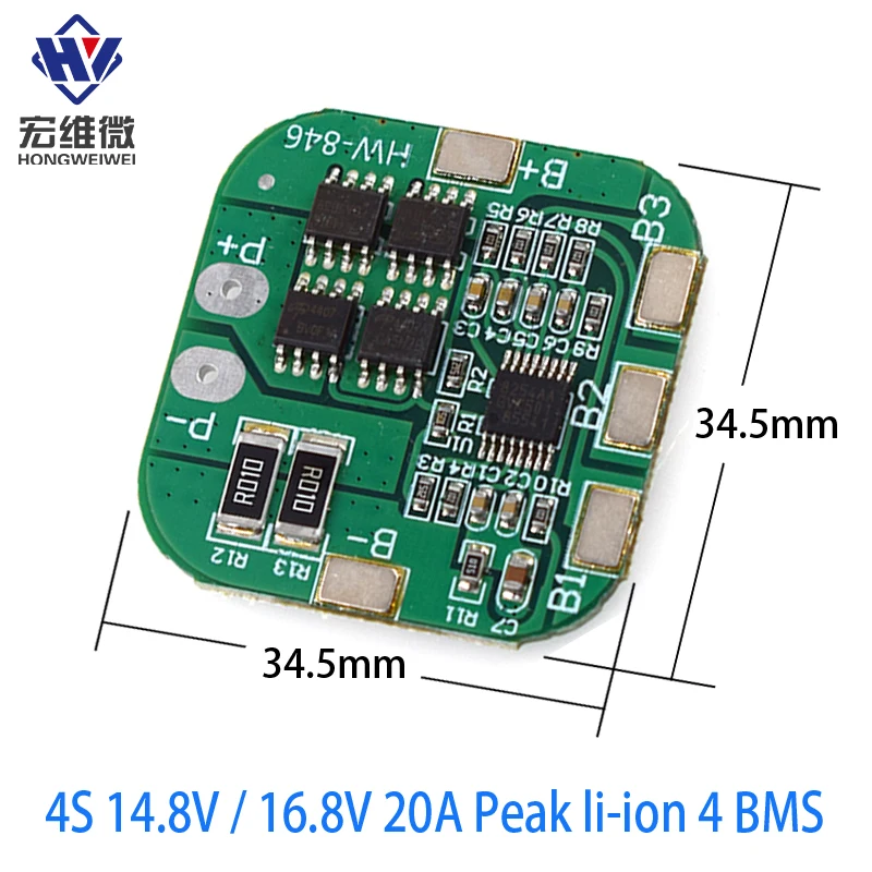 4S 14.8V / 16.8V 20A Peak li-ion 4 BMS PCM Battery Protection Board Bms Pcm For lithium LicoO2 Limn2O4 18650 li Battery