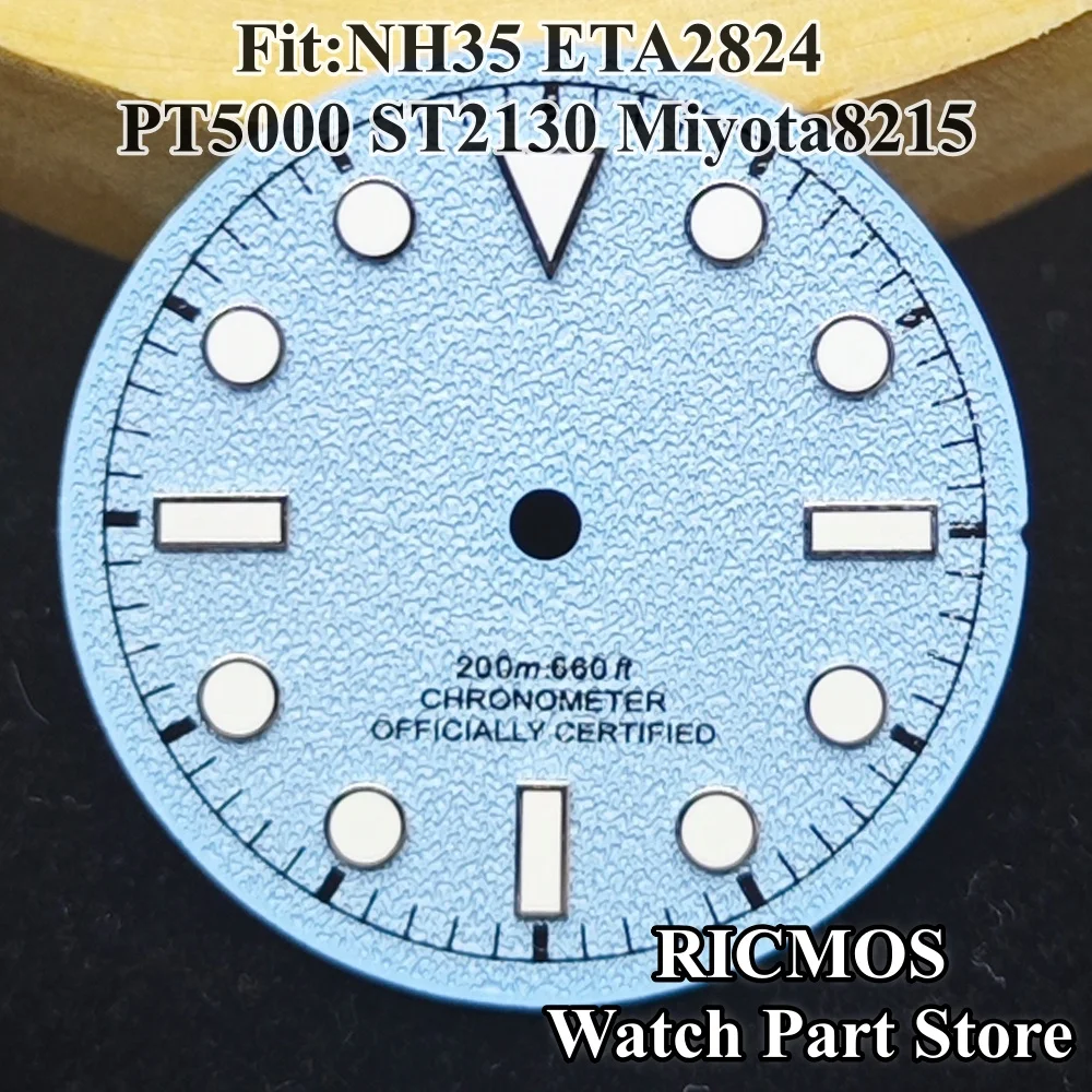 28.5mm Spark Pattern Watch Dial - Red/Blue/Green Luminous Suitable for NH35 ETA2824 ST2130 PT5000 Miyota8215 Movements - Watch F