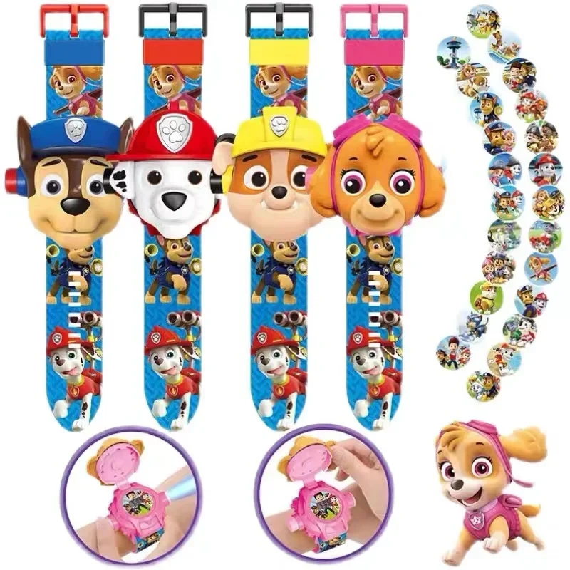 Paw Patrol Projection Watch Cartoon Model Big Head Puppy Flip Chase Marshall Rubble Skye Children's Watch