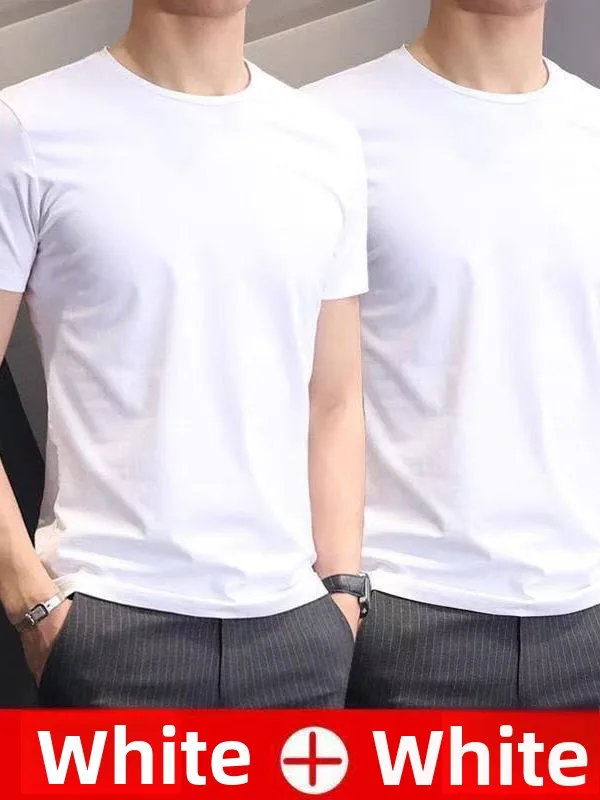 

Футболка из ледяного шелка ort Sve, мужская летняя тонкая однотонная белая основа, круглый дышащий топ Ne Qui Dry