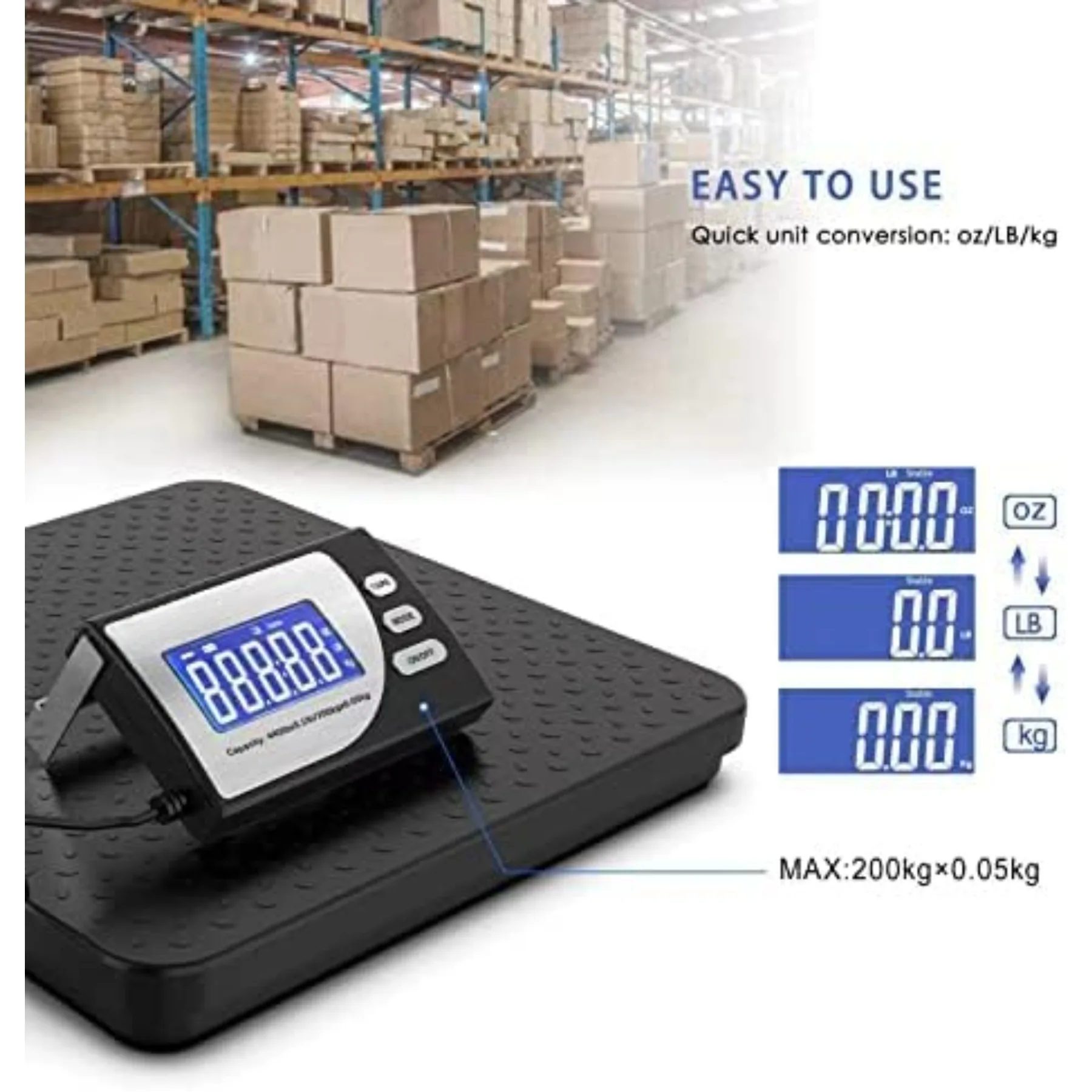 Цифровые почтовые весы, сверхмощная платформа для взвешивания для упаковок, доставка, грузоподъемность 660 фунтов, читамость 1 унция, портативный, черный