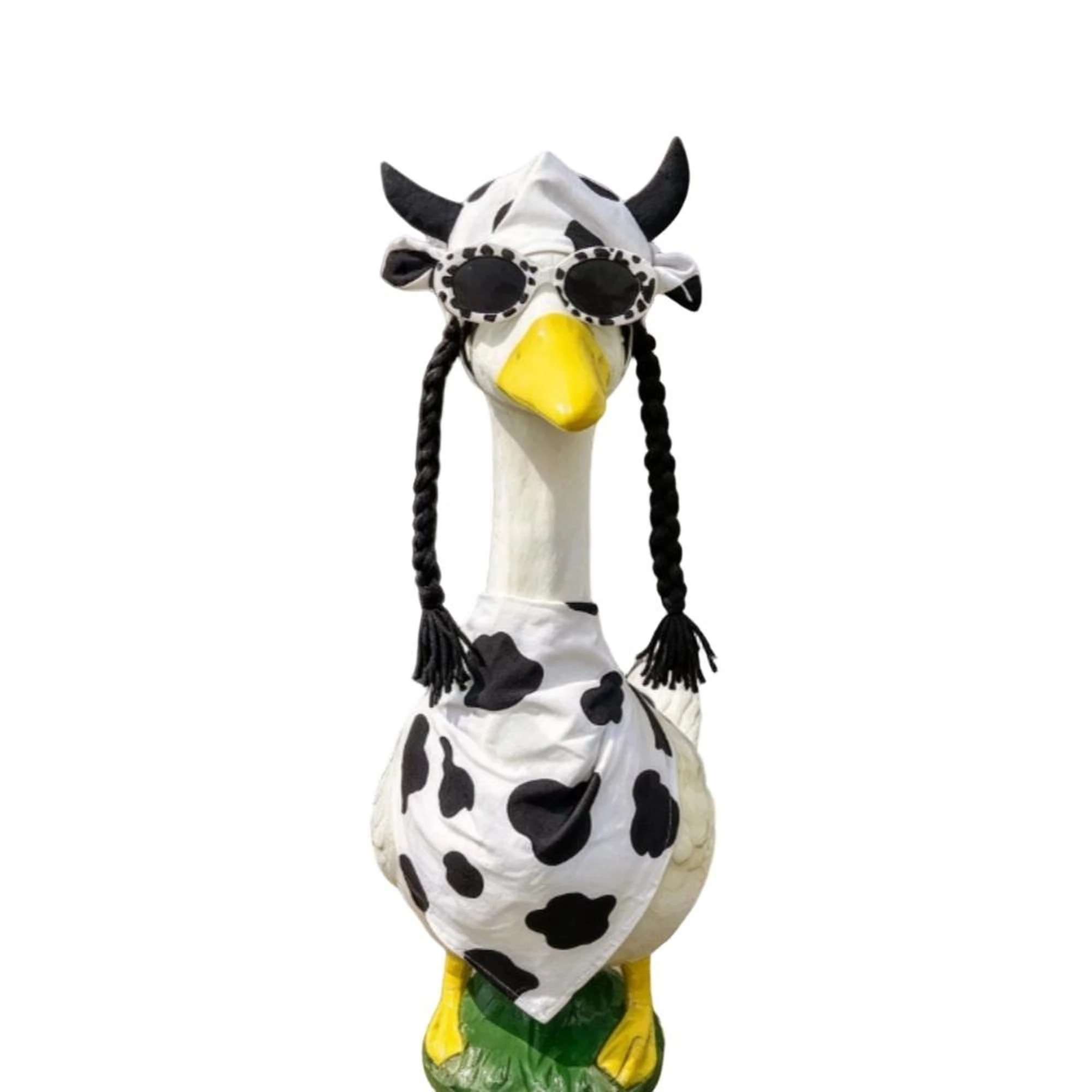 23 in Goose Outfit Cow Print Bandana Sunglasses Hat with Braided Pigtails
