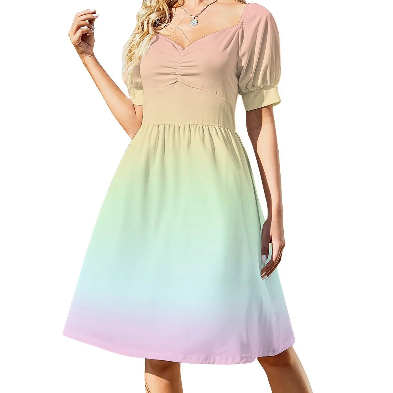 Robe dégradée arc-en-ciel pastel pour femmes, robes de luxe pour femmes, robe de soirée de créateur de luxe, manches longues, robe sexy pour femmes, 2023