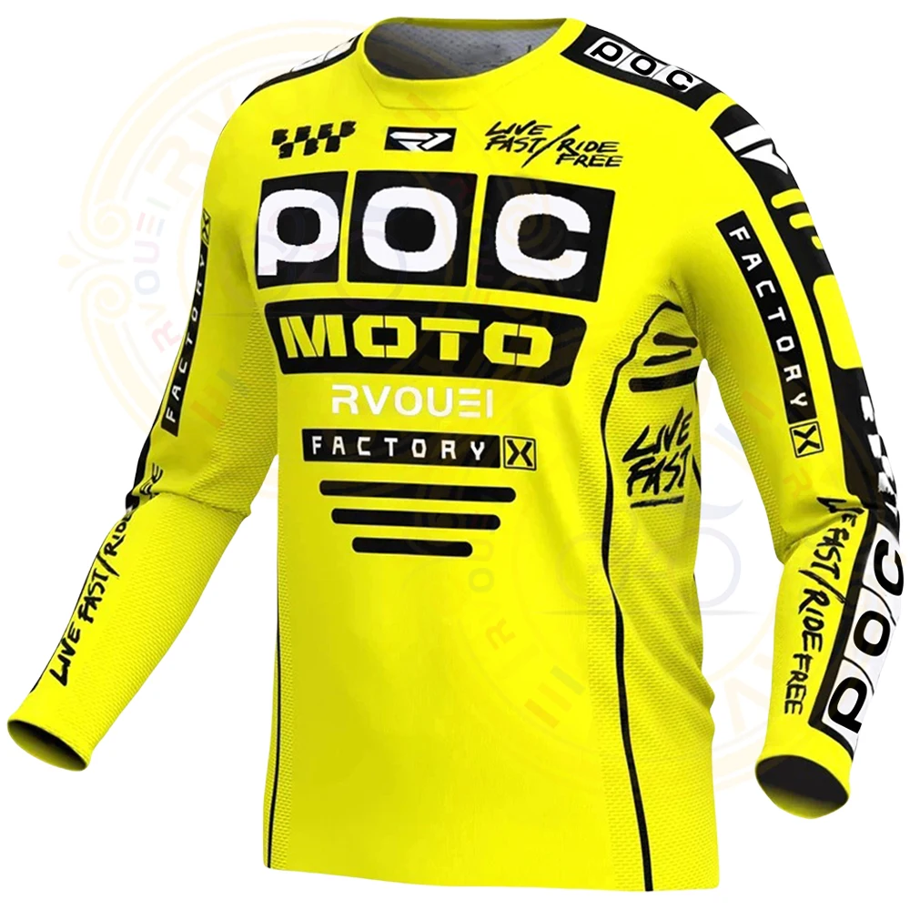 RVOUEI POC Cycling Motocross Jersey Downhil Mountain Bike DH Shirt MX Motorcycle Clothing for Boys MTB Short T-Shirt mtb jersey