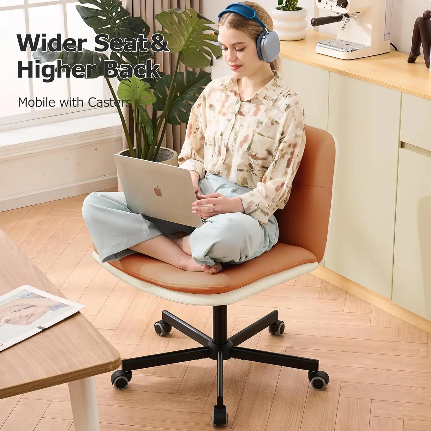 

Wide Office Desks Chair With Wheels Armless Mid-Back Ergonomic Home Office Computer Chair Comfortable Adjustable Swivel Task