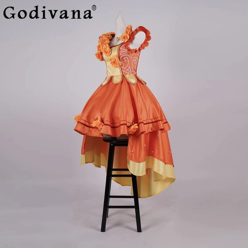 School Cos Flower Dress Suit Women's Magic Performance Violet Dance Dress Female Cosplay Necklace Evening Party Dress