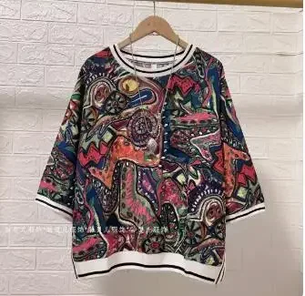 Print Chiffon Cardigans Shirts Women Vintage Long Sleeve Shirts Femme half  Sleeve Blouses Tops