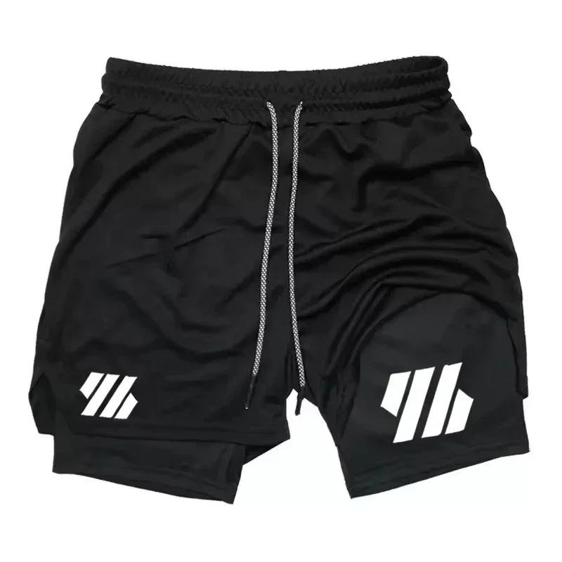 

Men's 2-in-1 double-layer shorts Gothic trendy street shorts breathable fitness jogging casual summer fashion comfortable