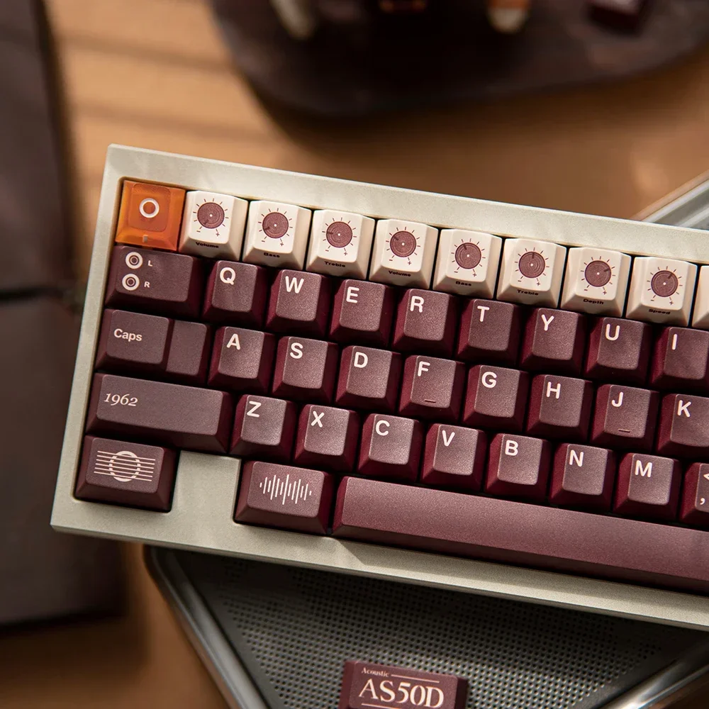 Keycap Asli Sendok Kuda AS50D Keycap Sublimasi Keyboard Mekanis Kustom PBT Tebal Coklat Retro