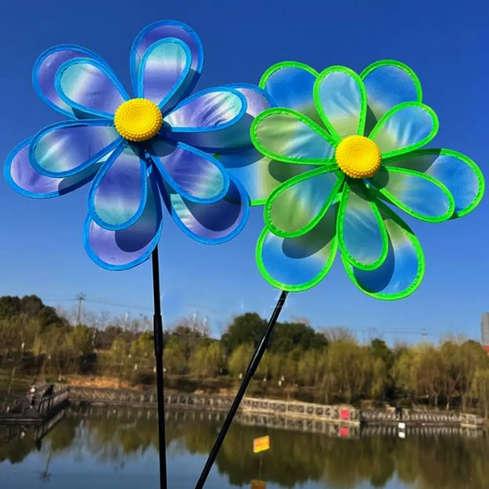 다양한 스타일의 구름 연꽃 곤충 풍차 PVC 이중층 스탠딩 잔디 꽃 바람개비 다채로운 피크닉 장식 장난감