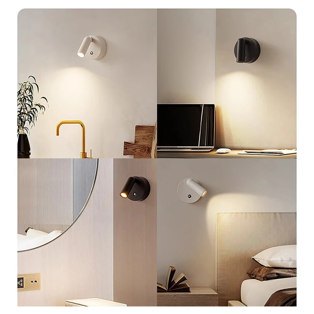 LED light magnetic type-C rechargeable wall light spotlight wireless no wiring no punch reading light bedroom bedside light