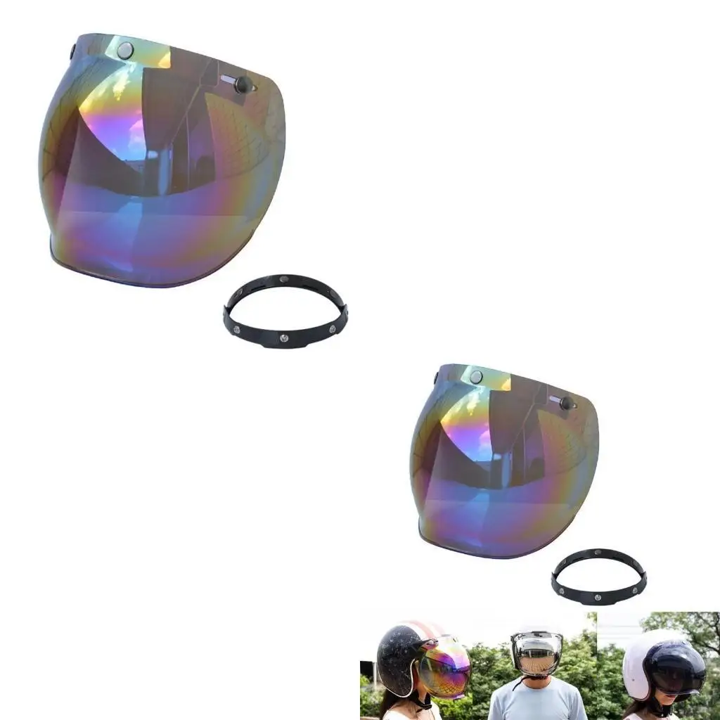 F1CF Motorcycles Helmet Visor Lens Windshield Replacement for 3-snap Vintage Helmet Bubble Visor Lens