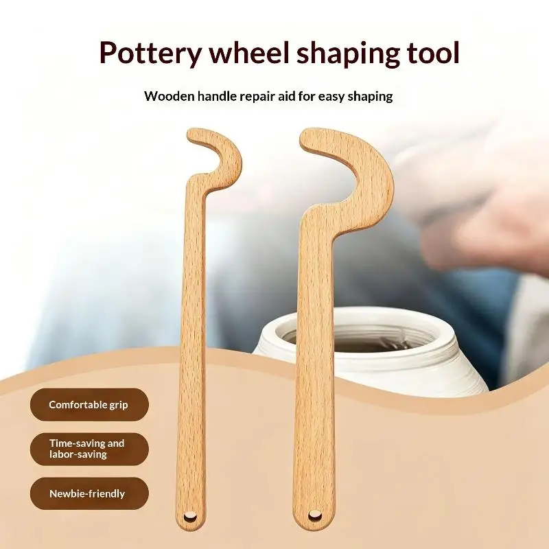 Pottery Tools Wooden Long Handle Blank Elongated Pot Auxiliary Ceramic Bottle DIY Hand Elongated Smooth Modeling Tool