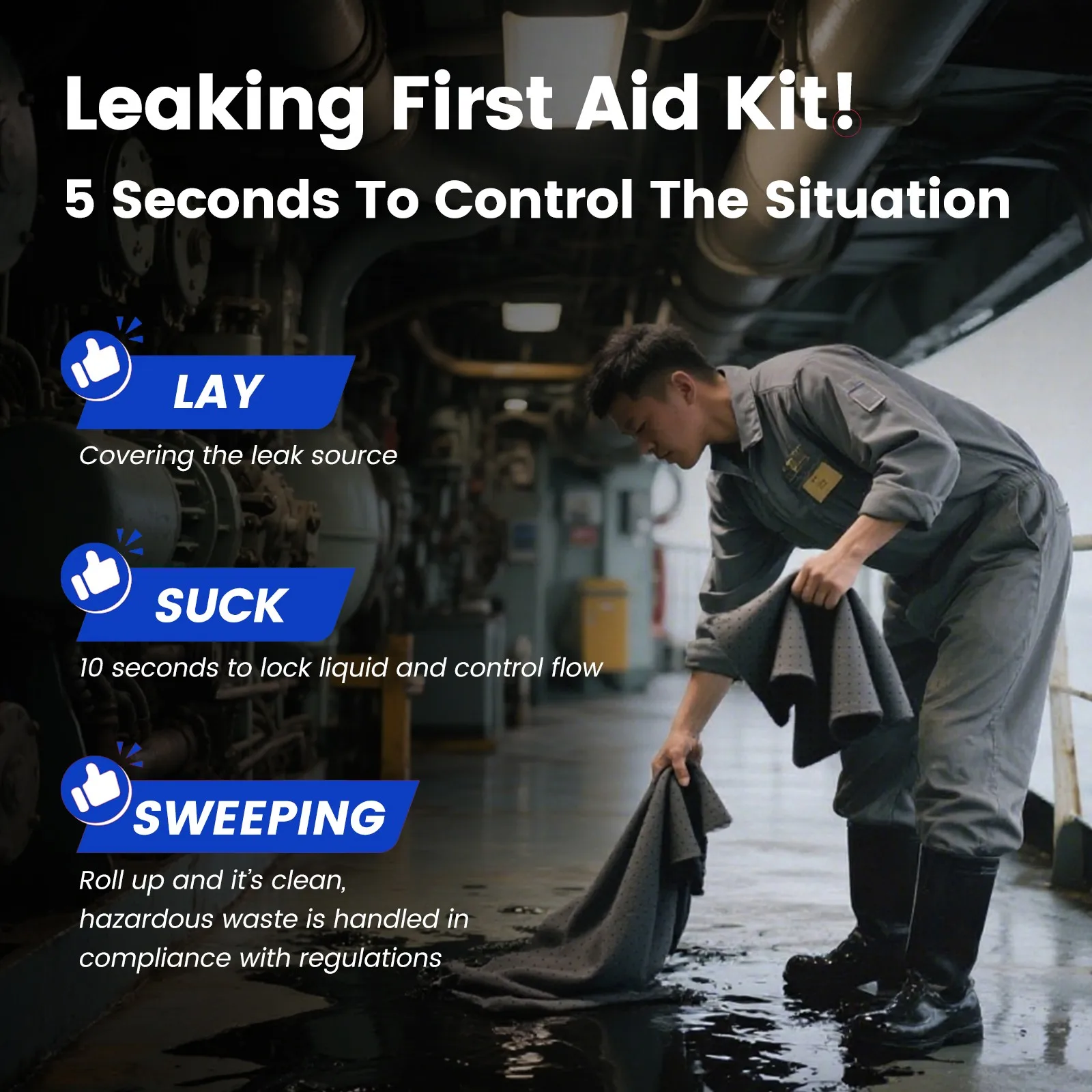 

BOZZYS маслопоглощающий рулон 12X поглощение 100 шт. 400x500 мм для морского пролива, гаража в мастерской, заводского аварийного утечки пола