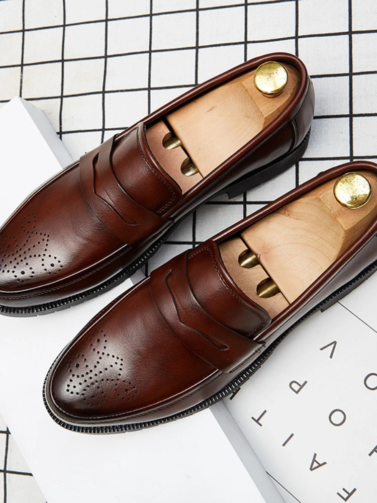 Mocassins altos internos para homens, sapatos casuais, sapatos clássicos de festa britânicos, sapato que aumenta a altura, apto