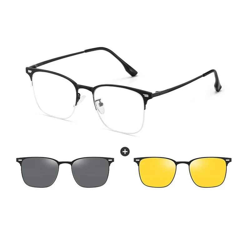 COHK Polarized Sunglasses Men 2 In 1 Magnetic Clip On Sun Glasses UV400 Metal Optical Prescription Eyeglass Frames Magnet Clips
