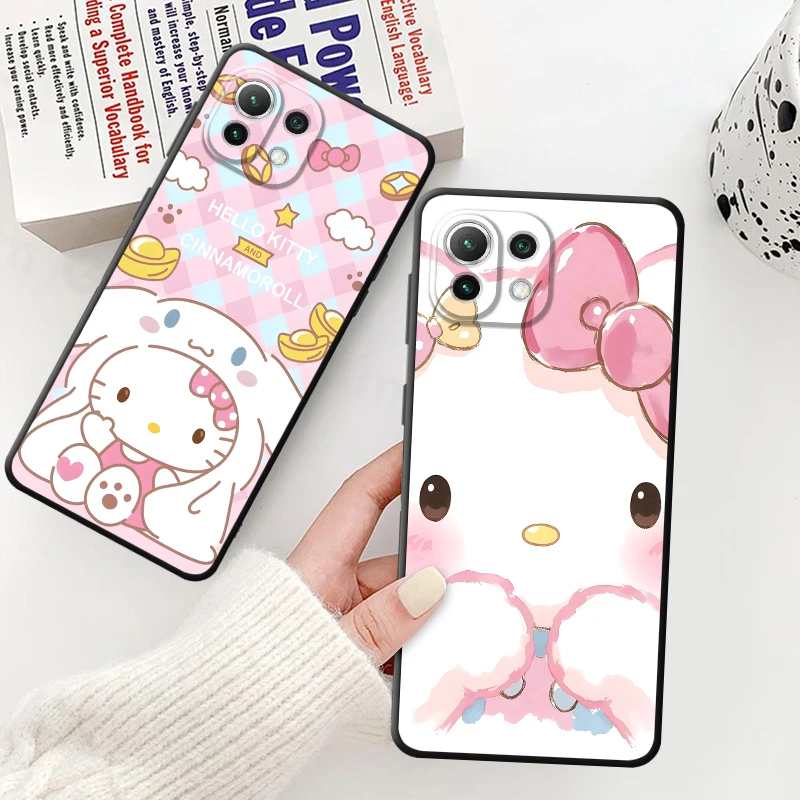 حافظة لهاتف شاومي ريدمي A3X A1 + 10A 10C K40 Pro A5 9 9C A3 12C A2 + 14C 9A 13C 9T K80 A4 غلاف ناعم كارتون ثلاثي هالو كيتي