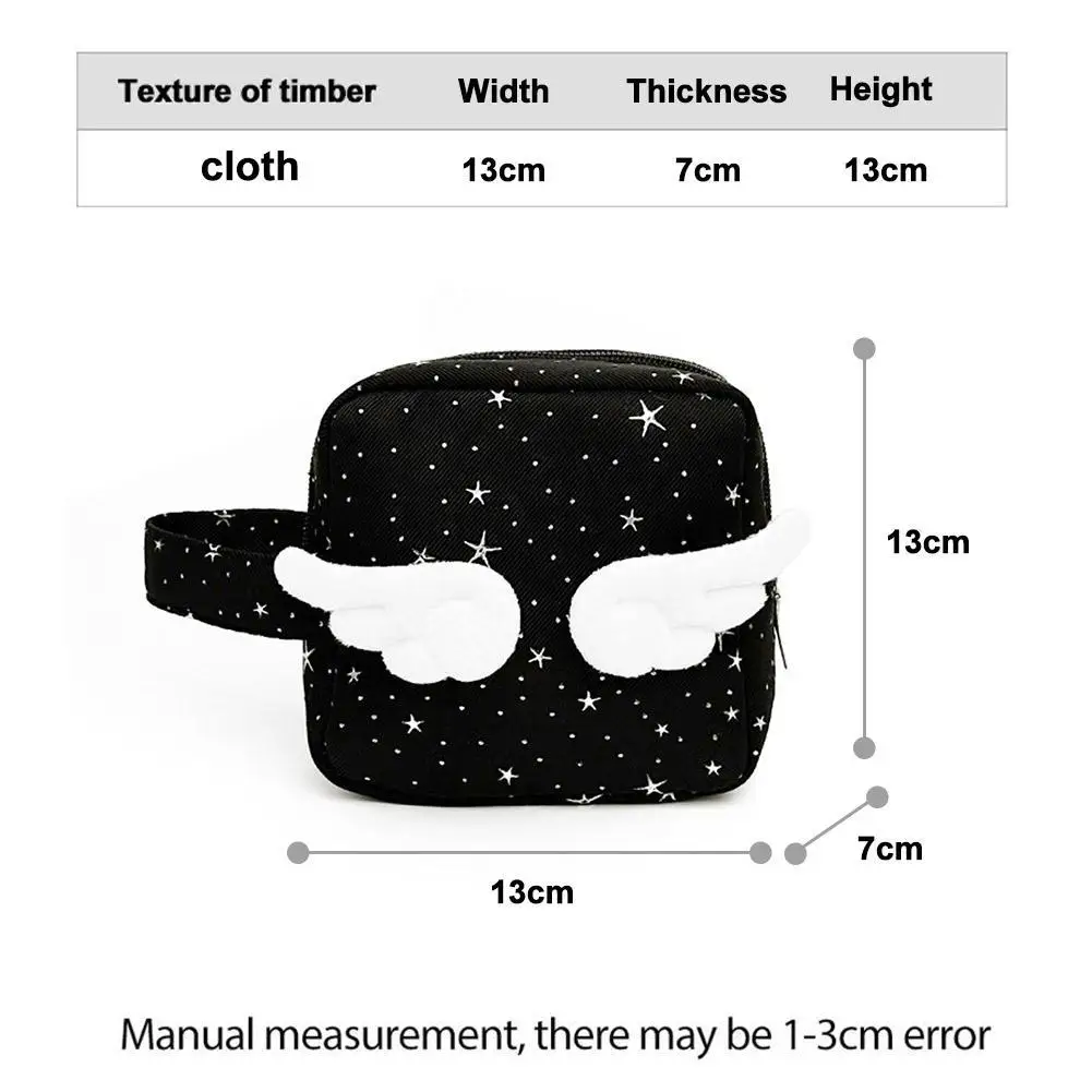 Y2K Print Storage Bag Wings Star Polka Dot Large Capacity Korean Coin Purse Desktop Canvas Mini Organizer Makeup Pouch - view 6