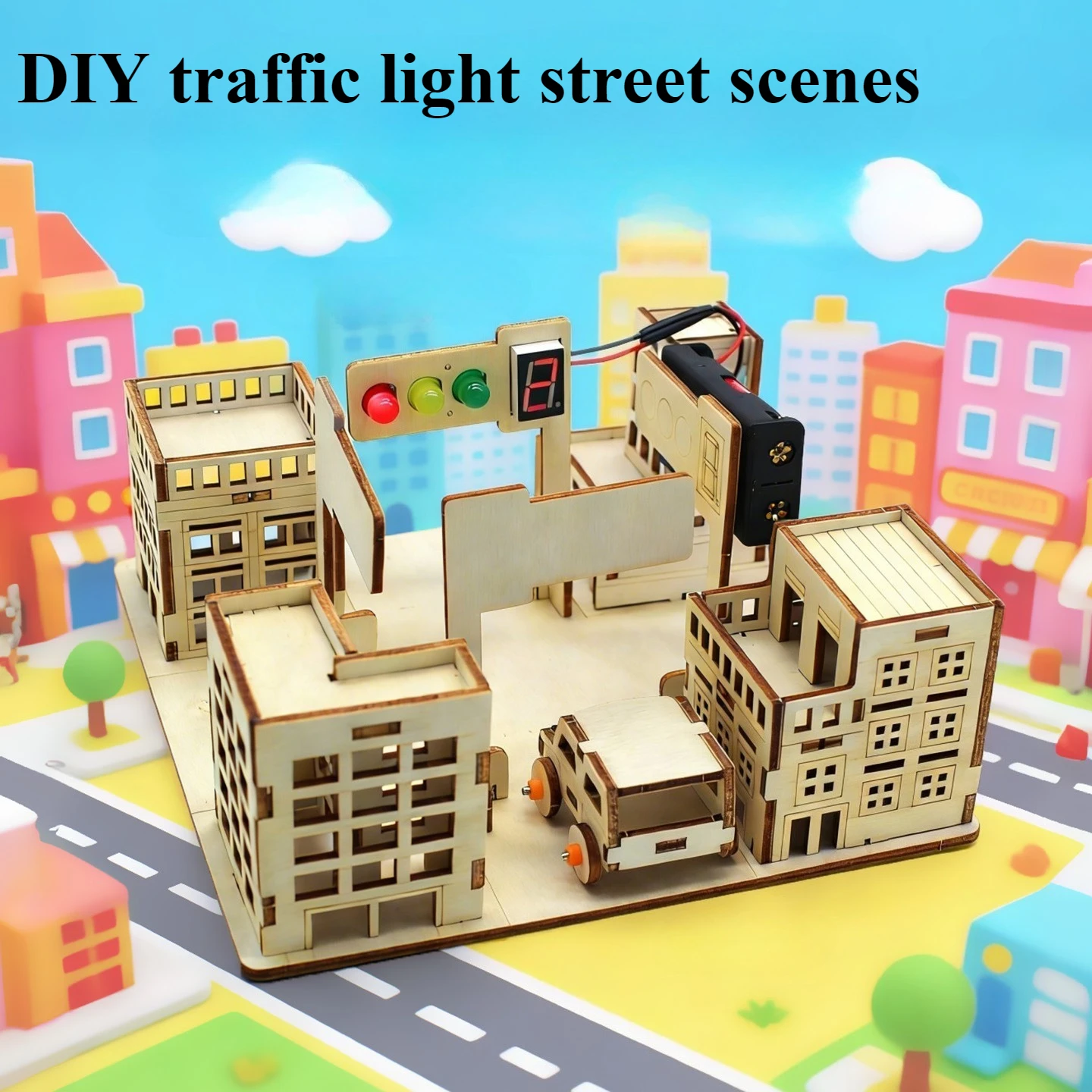 Children's Science and Education Experiment Models, Children's DIY Traffic Light Street Scene Hand-Assembled Toys, DIY Gifts