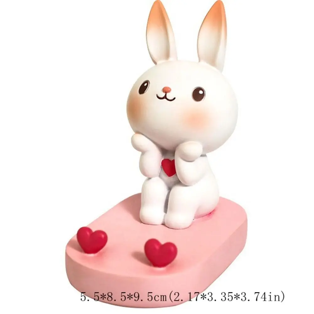 Resin Rabbit Phone Stand Multi-functional Anti-slip Cat Mobile Phone Holder Portable Cartoon Cat Desk Lazy Bracket