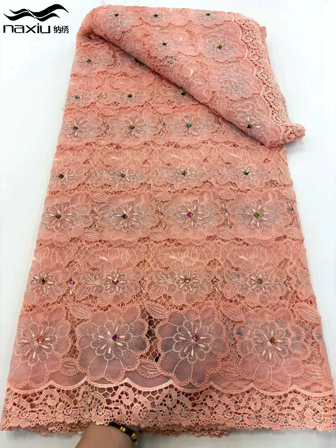 

Madison Nigerian Stones Lace Fabric 2026 High Quality African Guipure Lace French Water Soluble Lace Fabrics For Wedding Dresses