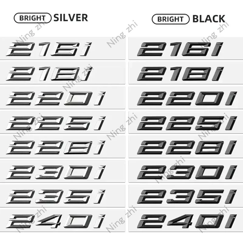

Car Trunk ABS Chrome Letters Badge Emblem Decal Sticker For BMW 2 Series 216i 218i 220i 225i 228i 230i 235i 240i F22 F23 F45 F46