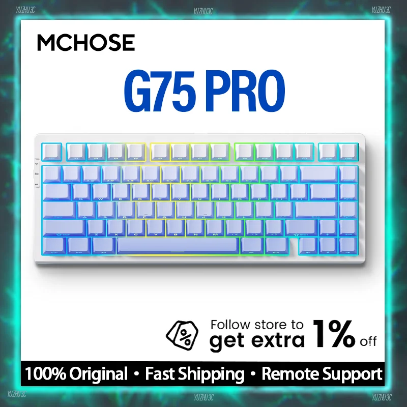 

Механическая клавиатура MCHOSE G75 Pro, прокладка с 75% раскладкой, переключатель тофу с капустой и возможностью горячей замены, с RGB для трехрежимного подключения macOS