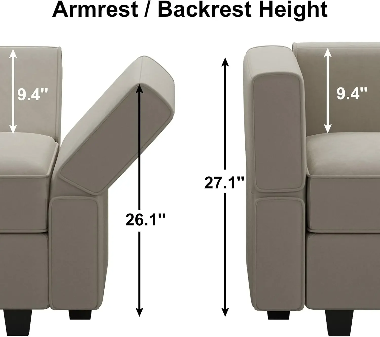 Modular Sectional Sofa with Storage Seat Oversized U Shaped Couch with Reversible Chaise Sofa Set with Ottoman Velvet Grey