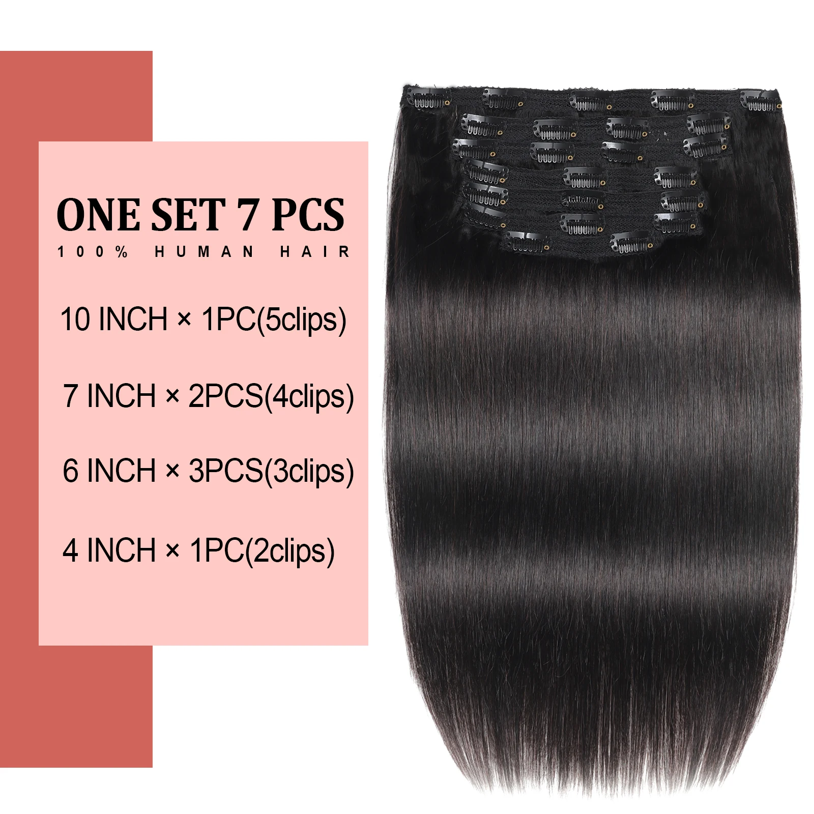 Straight Menselijk Haar Clip In Hair Extensions Voor Zwarte Vrouwen Zachte Braziliaanse Haar Extension Clip In Straight Voeg Lengte & volume