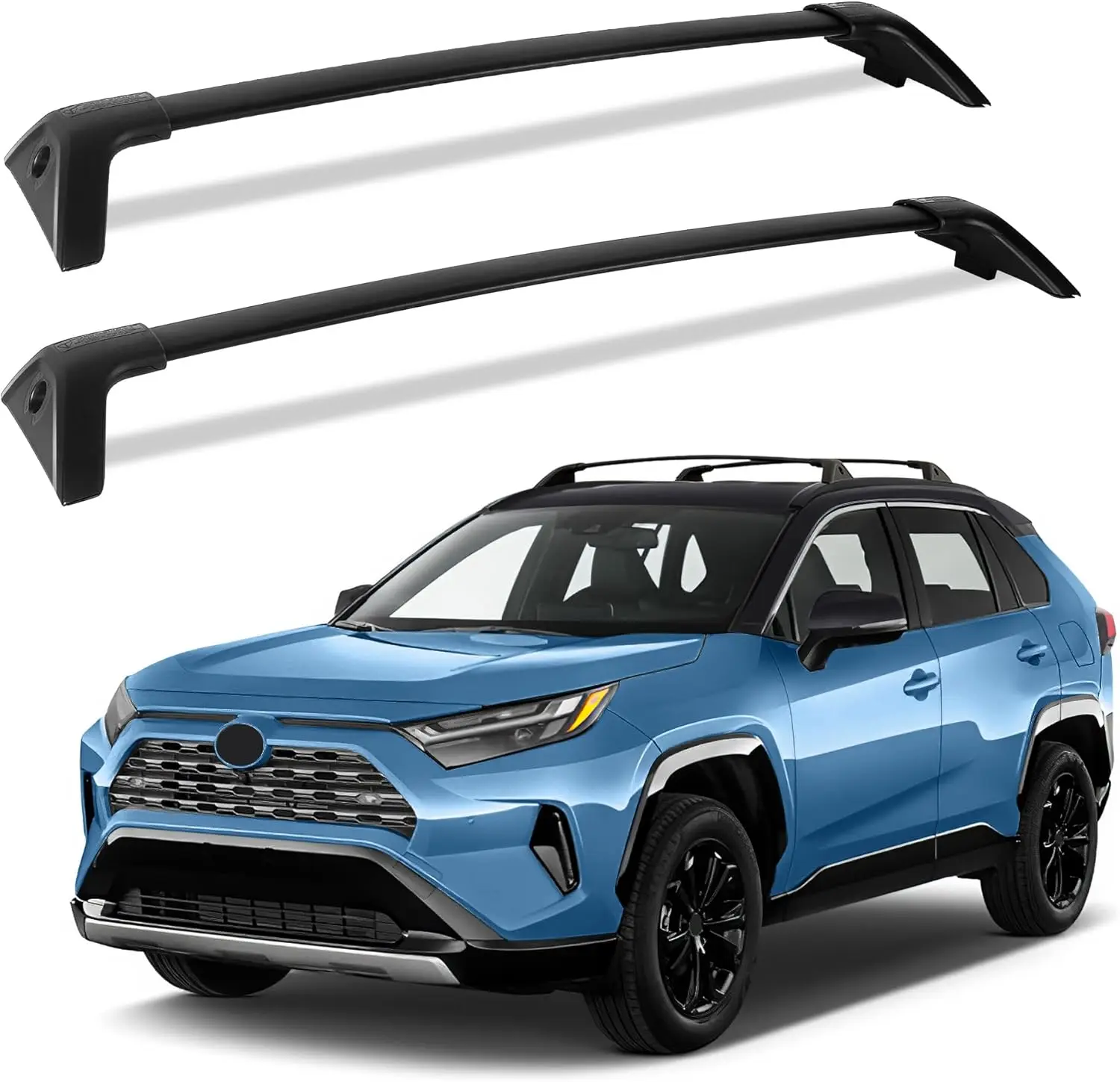 

Запираемые алюминиевые поперечины для багажника на крышу для RAV4 2019-2025 с боковыми рейлингами, для перевозки грузов, багажа, каяков, велосипедов