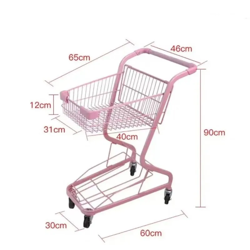 Trendy Double-Layer Trolley – Commercial Portable Snack & Beverage Cart for Supermarket, Convenience Store & KTV