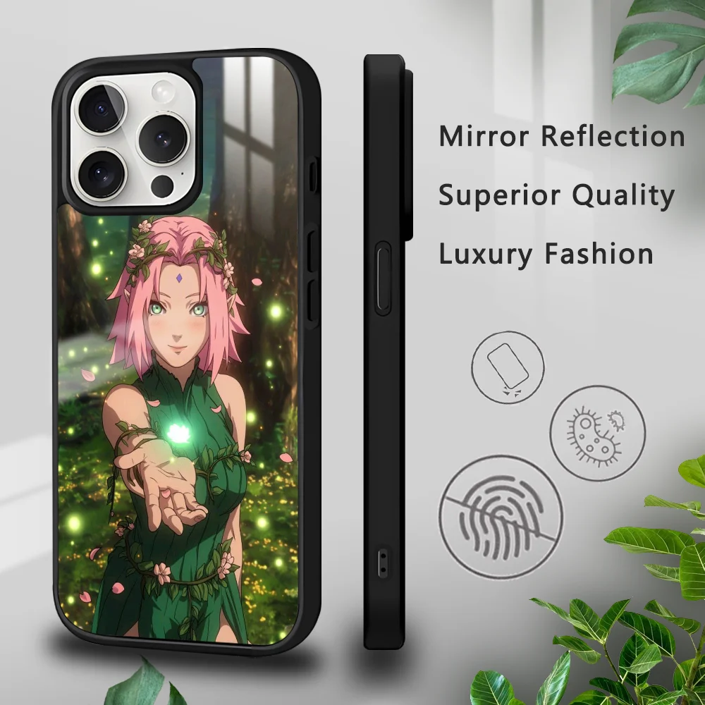 N-Naruto H-Haruno S-Sakura Phone Case For iPhone 16 15 14 13 12 11 Pro Xs Max Mini Plus Celulares Hard Funda