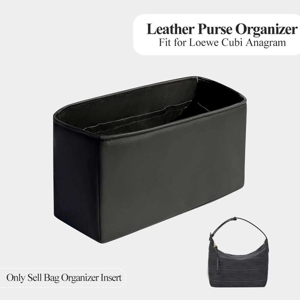 

Leather Purse Organizer Insert Fit for Loewe Cubi Anagram Handbag Cosmetics Storage Bag Inside Bag Zipper Inner Liner Bag In Bag