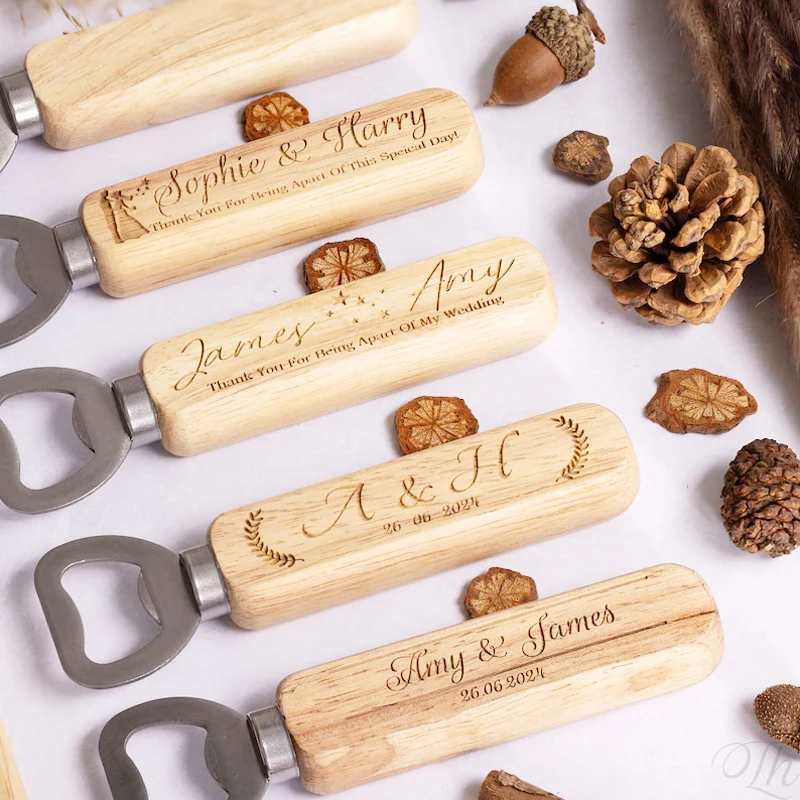 

1/10pcs Personalized Wedding Bottle Opener Wooden Handle Opener Wedding Favors for Guests Bulk Groomsmen Gift Birthday Gift