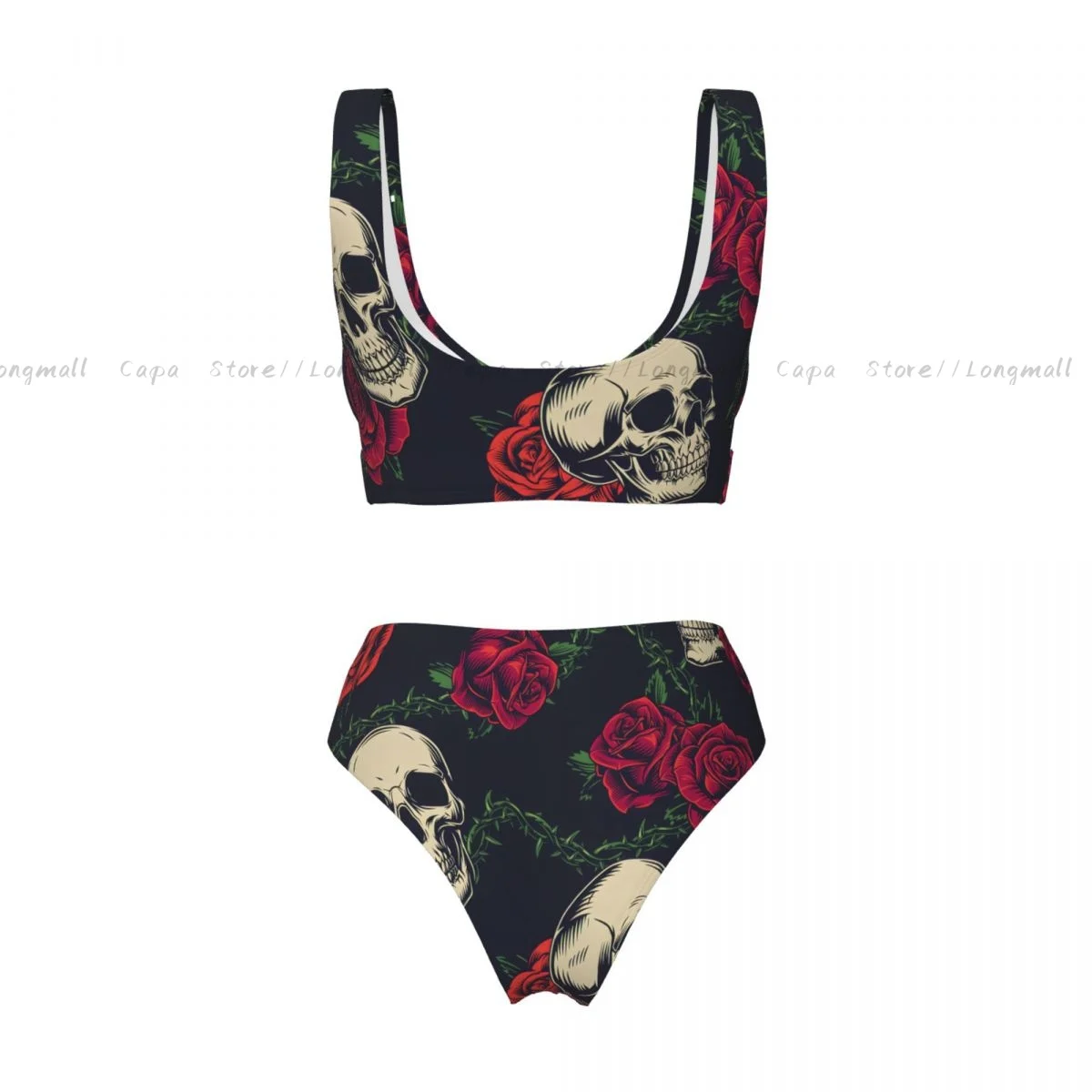 ผู้หญิงชุดบิกินี่ Skulls และ Roses ชุดว่ายน้ํา Push Up ชุดว่ายน้ําหญิงชุดว่ายน้ํา