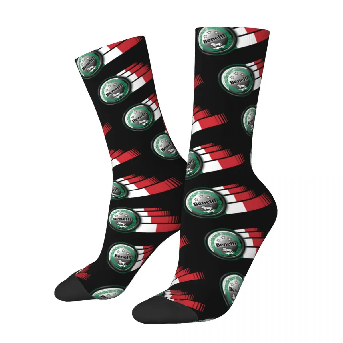 Crazy compression Handsame Sock for Men Vintage Benelli Seamless Pattern Crew Sock Novelty