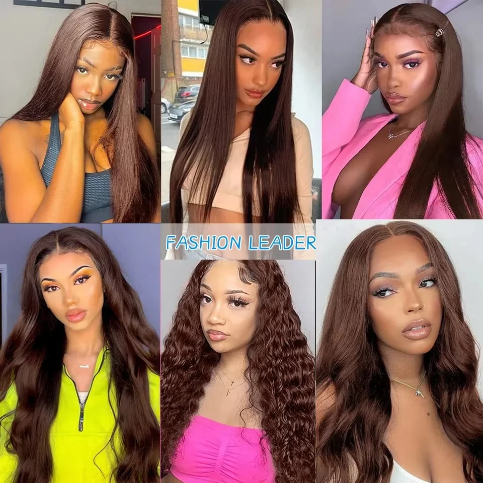 13x6 HD Lace Frontal Wig Chocolate Brown Lace Front Wigs 30 Inch Bone Straight Brazilian Human Hair Wig For Women Colored Wigs image 5