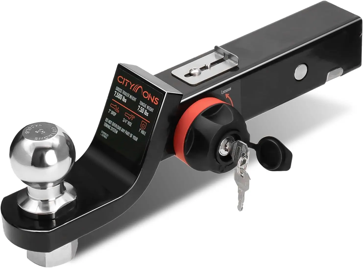 

2" Drop Hitch with Anti-Sway Lock for RV/Truck/Yachts/ATV/UTV, 7500 LBS GTW, Reduces Rattle