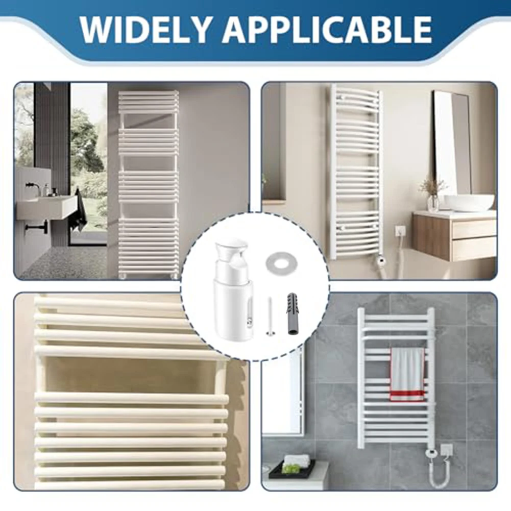 6 Piece Adjustable Wall Mount Bracket 13x16x5cm White ABS For Straight Curved For Towel Warmer Heater Bathroom Space Saving Kit