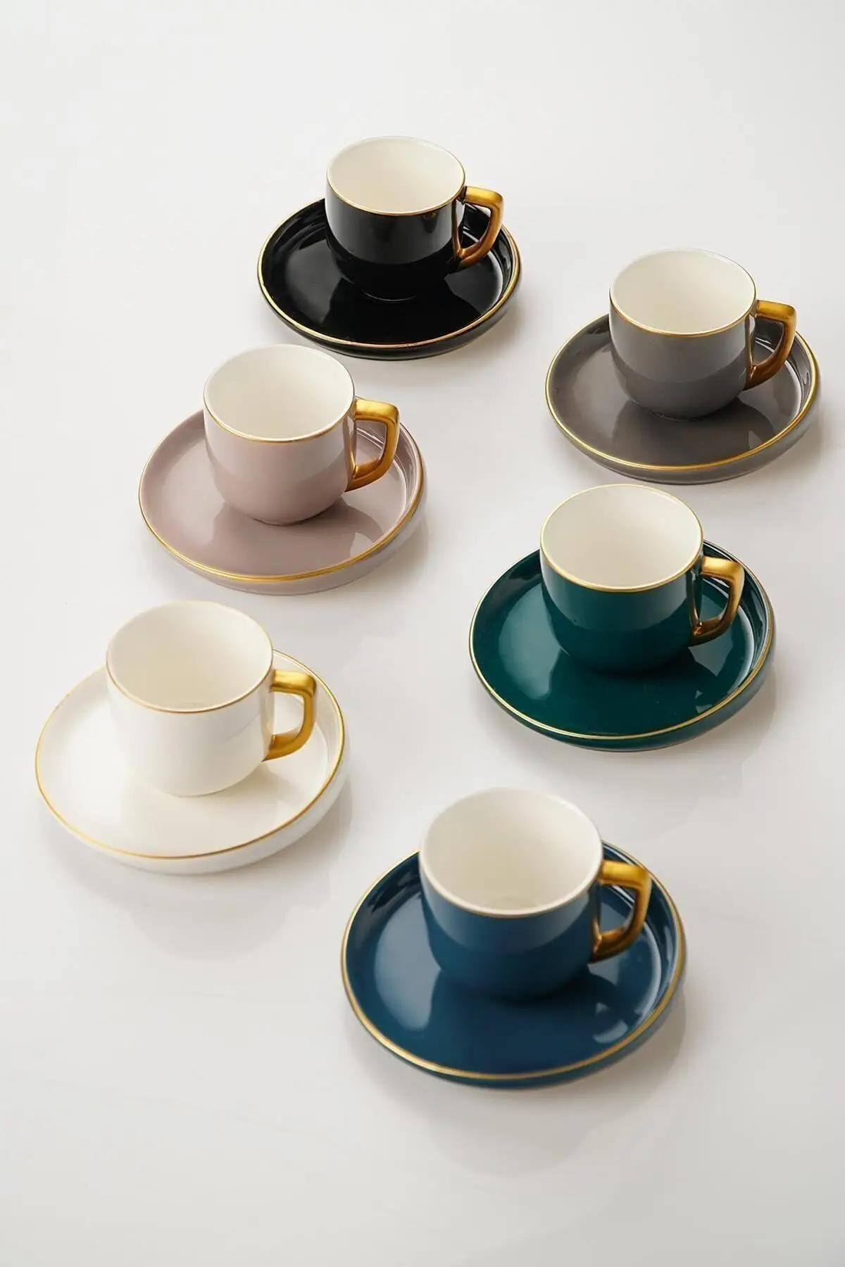 

2022 Turkish Coffee Espresso 6 Person Porcelain Coffeecup Set Colorful Home Gift