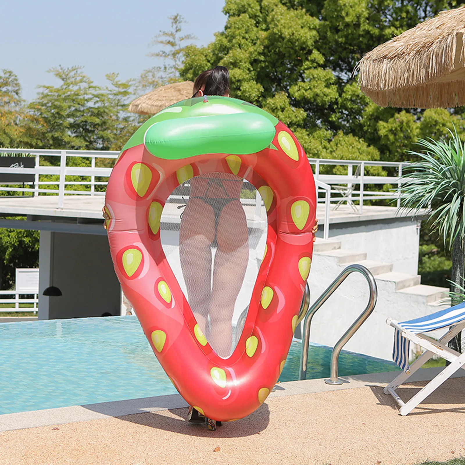 

Надувной плот-шезлонг для бассейна из толстого ПВХ, легкий, для взрослых, для летнего отдыха на воде